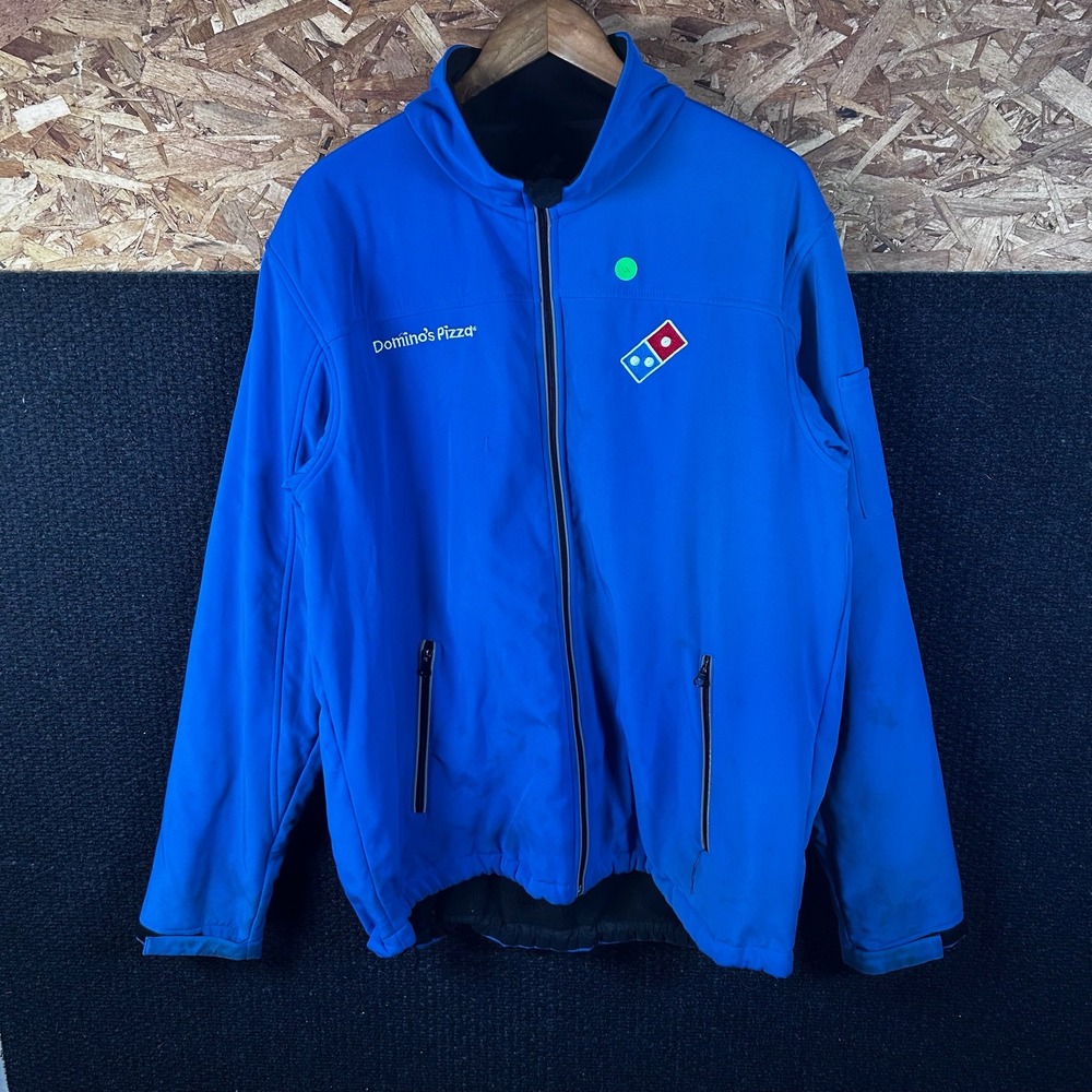 Dominos Pizza Employee Uniform Softshell Jacket Blue Full Zip Mens L